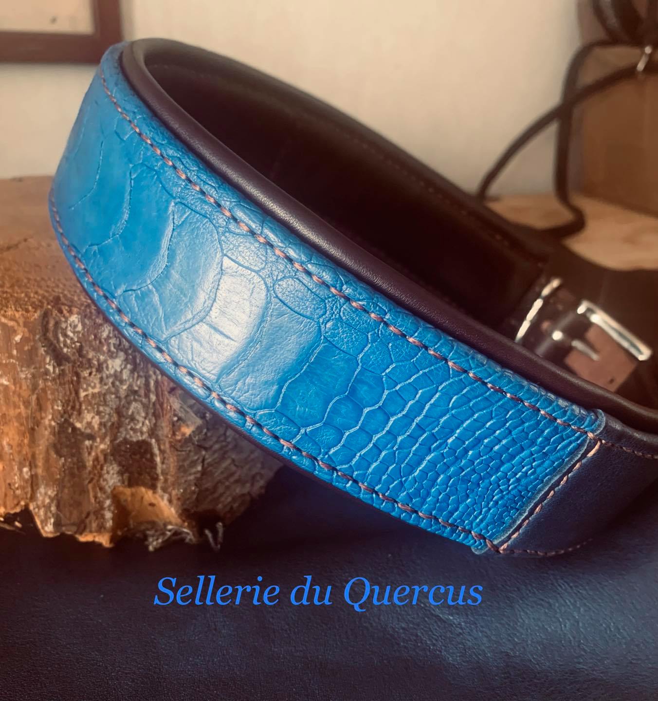 COLLIER CHIEN en cuir D'AUTRUCHE